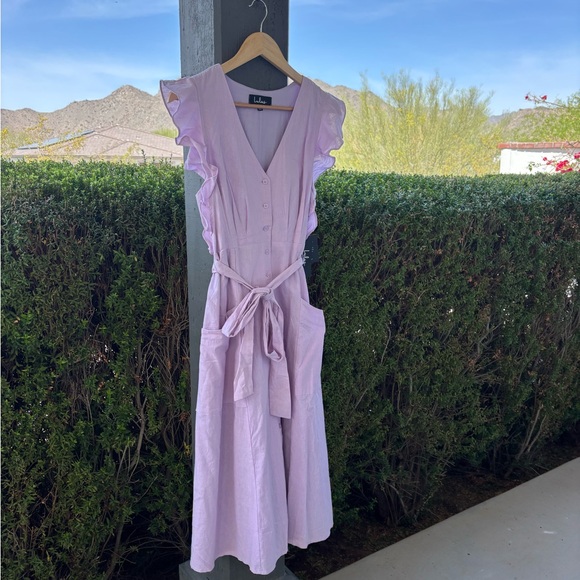 Lulu’s 100% cotton -outer/rayon -lining Lilac Ruffled Sleeveless Dress | M - Picture 4 of 10